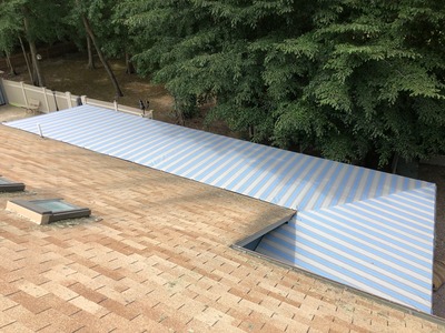 top view of wrap around deck awning