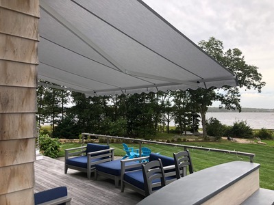 retractable awning on the water
